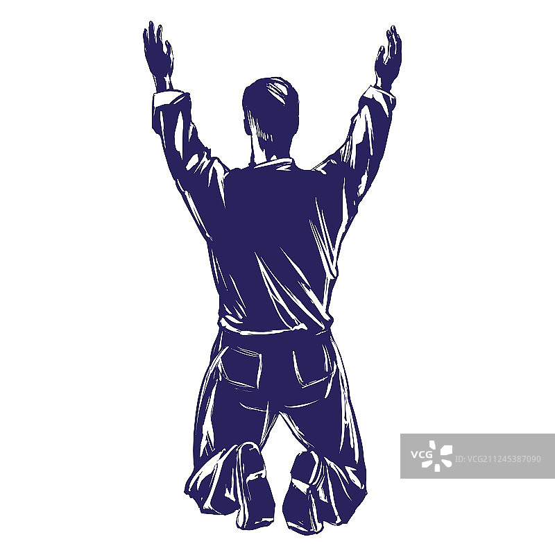 男人手绘基督教礼拜符号图片素材
