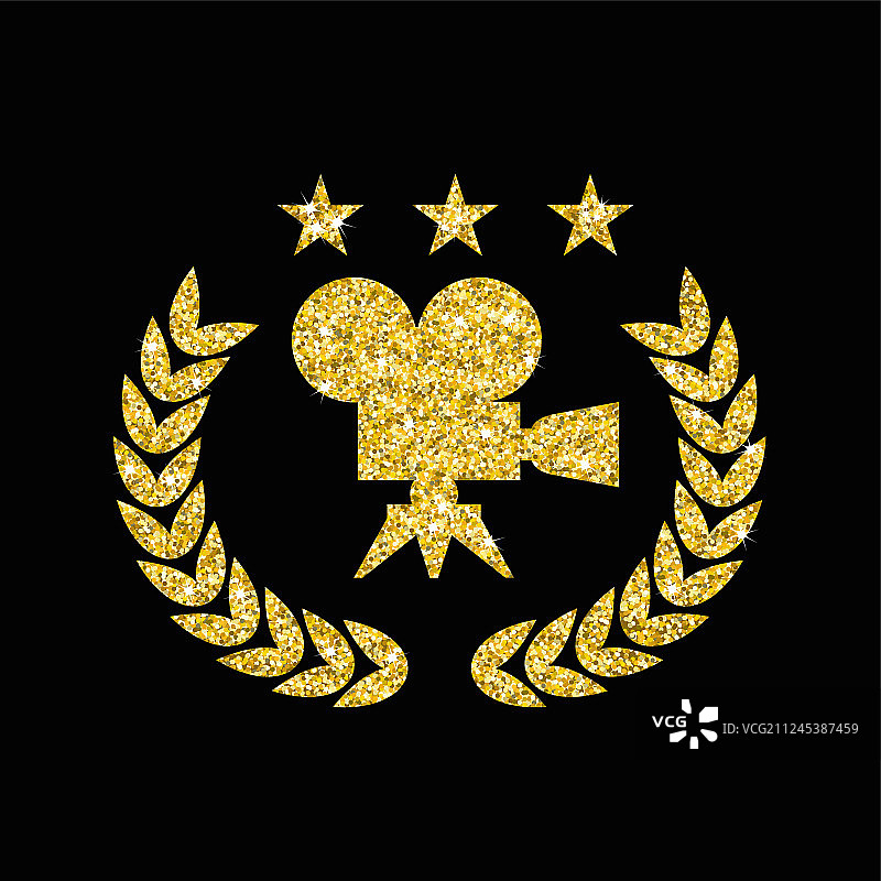 黑色背景上的金色电影奖杯图片素材