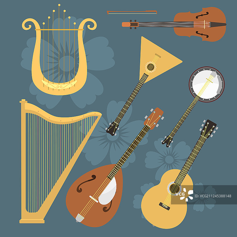 古典弦乐器套装图片素材