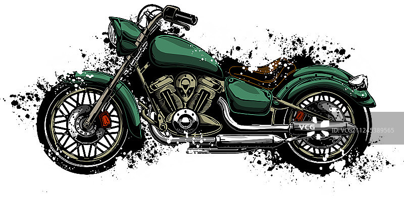 水彩彩色摩托车图片素材