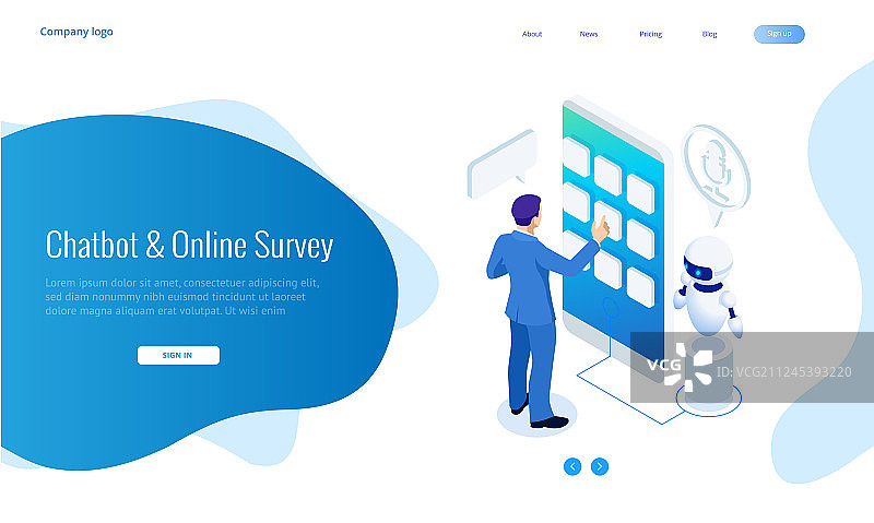 2.5D聊天机器人和在线调查考试图片素材