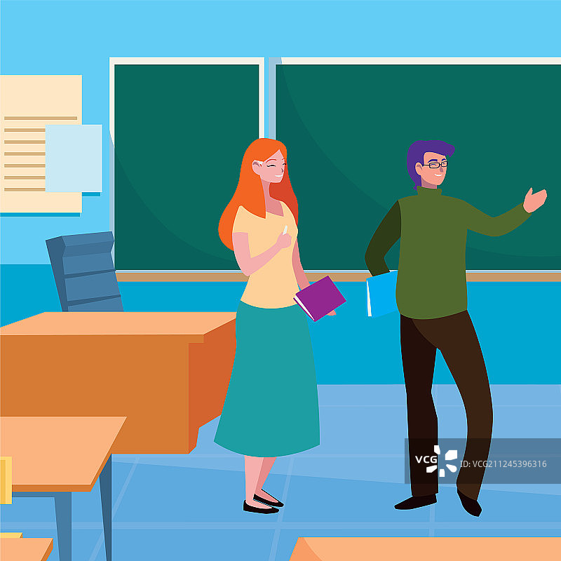 教室里的教师情侣角色图片素材