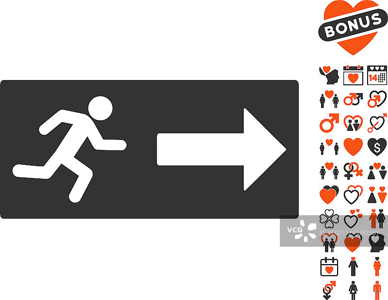 带有情人节奖励的紧急出口图标图片素材
