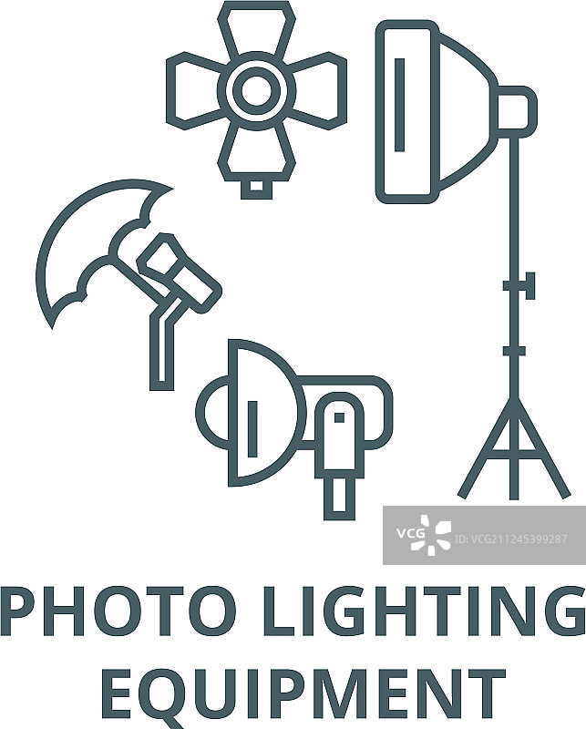 摄影工作室照明设备线性图标图片素材