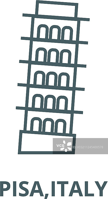 比萨斜塔线条图标线性概念图片素材