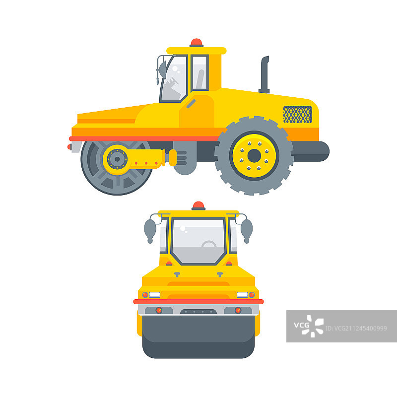 沥青摊铺机侧视图和正视图图片素材