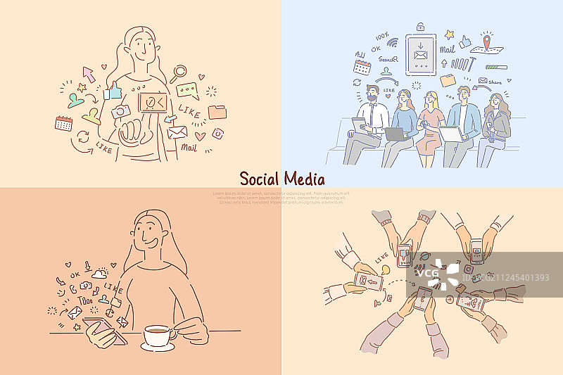 人们使用社交媒体网络图片素材