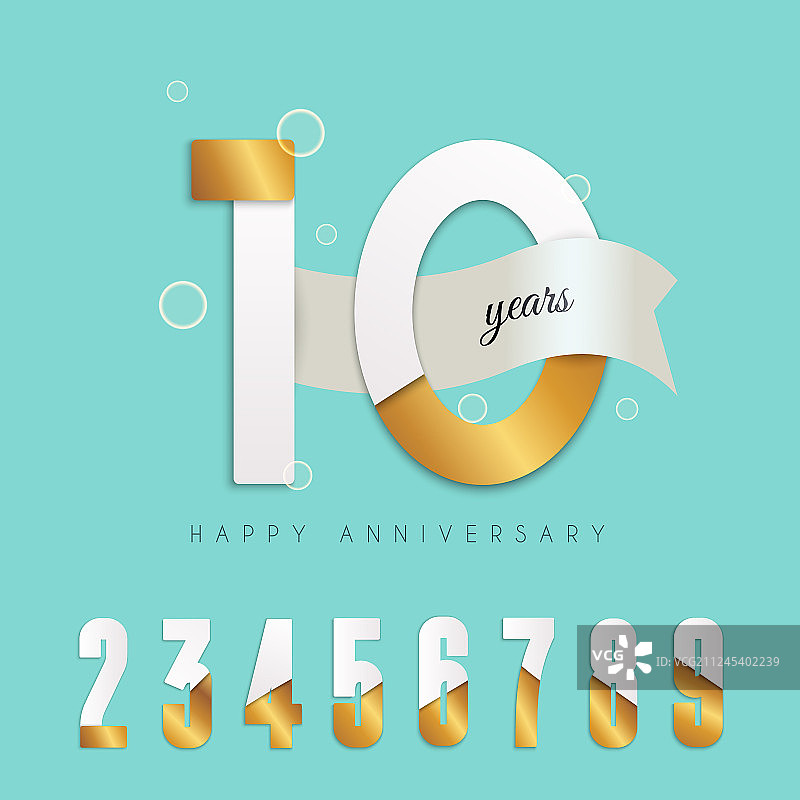 10周年纪念数字徽章套装图片素材