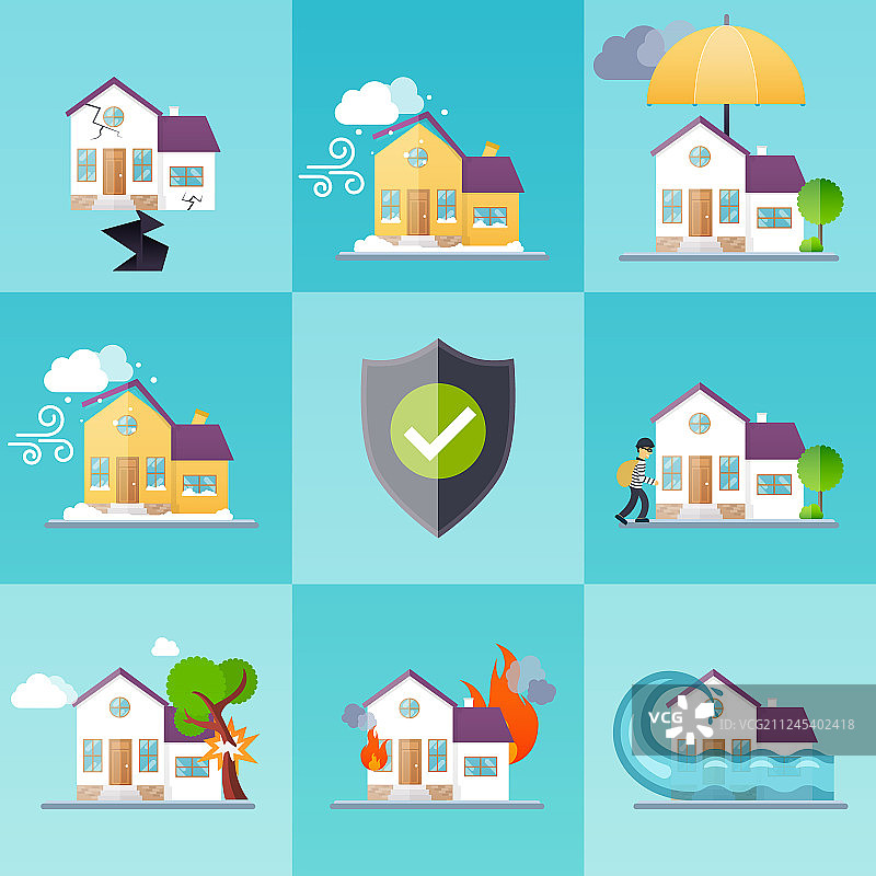 房屋保险业务服务图标模板图片素材