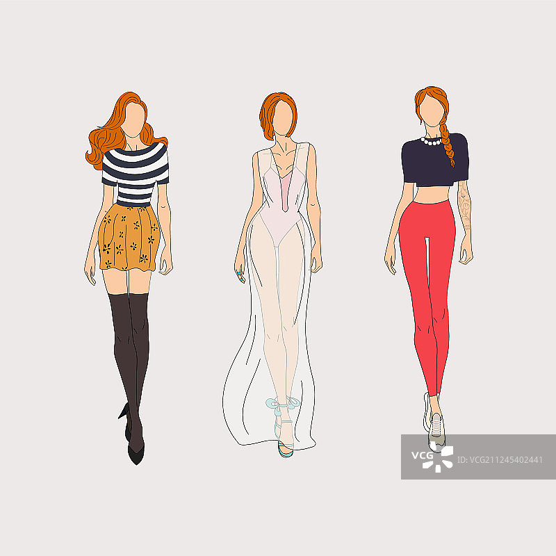 手绘时装模特图片素材