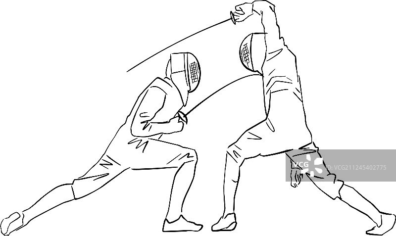 两名击剑运动员参加击剑锦标赛图片素材