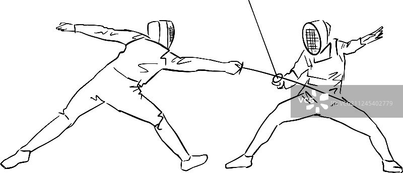 锦标赛轮廓画中的击剑选手图片素材