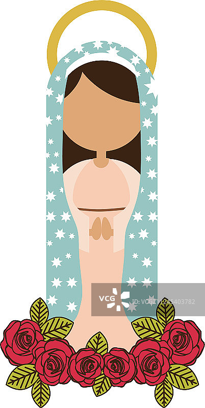 瓜达卢佩圣母无脸白色背景图片素材