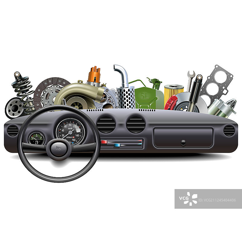 带备件的汽车仪表盘图片素材