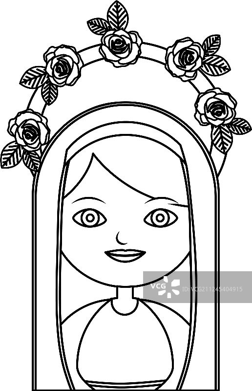 美丽的少女黑色轮廓半身像图片素材