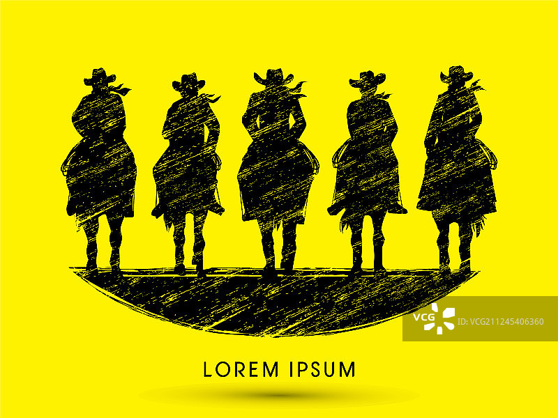 骑马的牛仔团伙图片素材