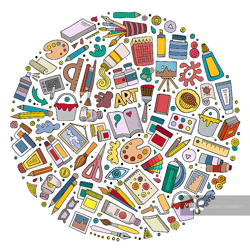 彩色卡通涂鸦元素合集图片素材