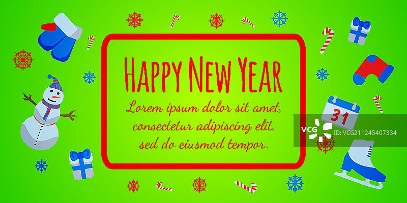 新年快乐banner和礼品卡图片素材