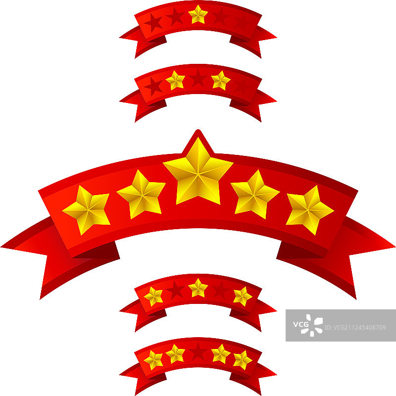一星到五星的星级评价缎带图片素材