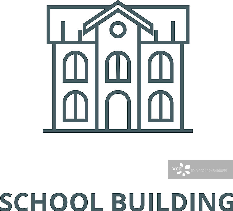 学校建筑线性图标概念图片素材