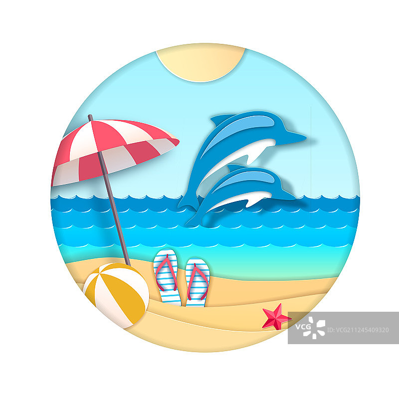 海豚跃出海面沙滩图片素材