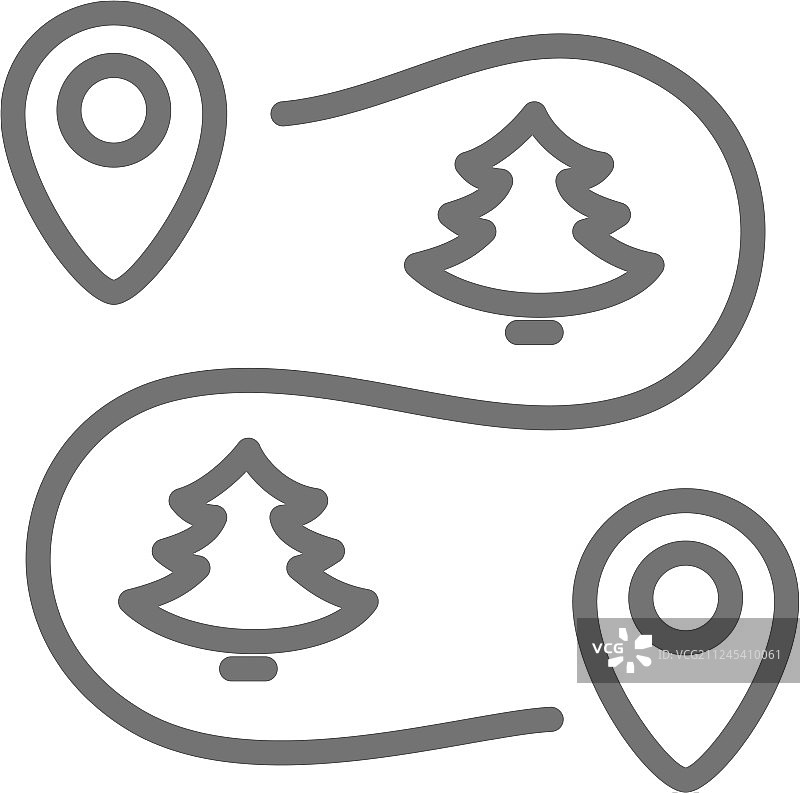 带位置标记的路线图线条图标图片素材