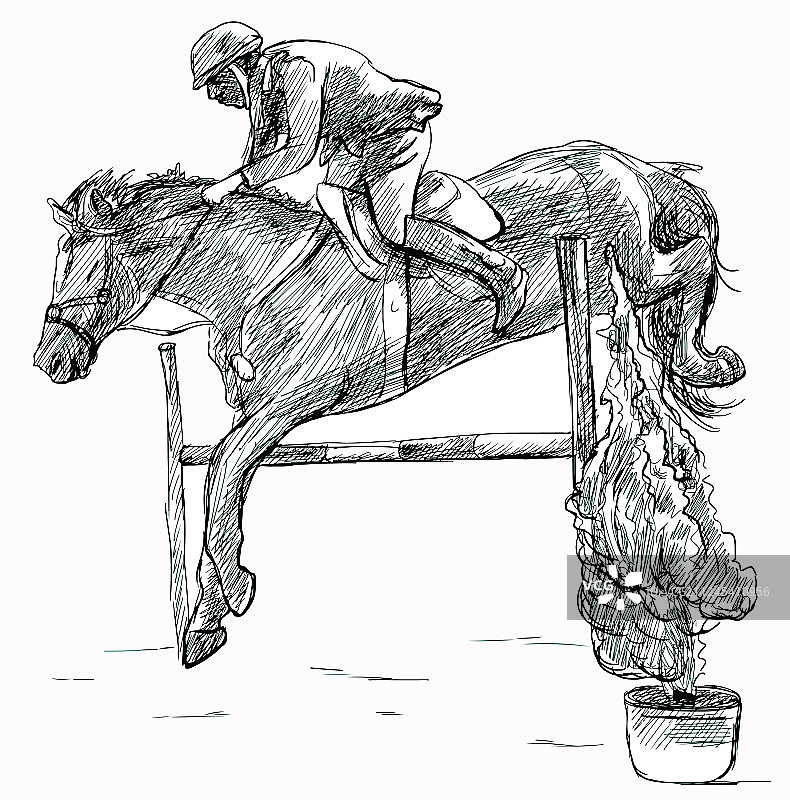 场地障碍赛手绘线条艺术图片素材