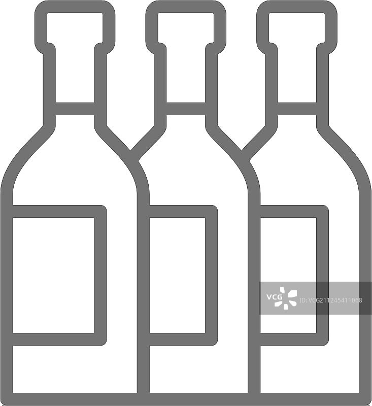 瓶装葡萄酒酒精香槟线条图标图片素材