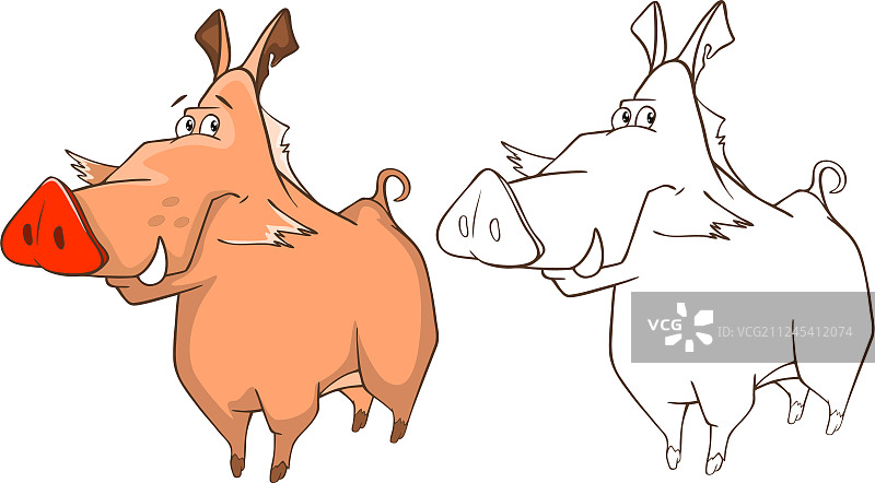 卡通野猪角色图片素材