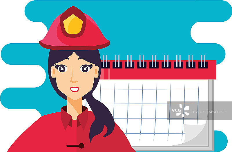 手持日历的专业女消防员图片素材