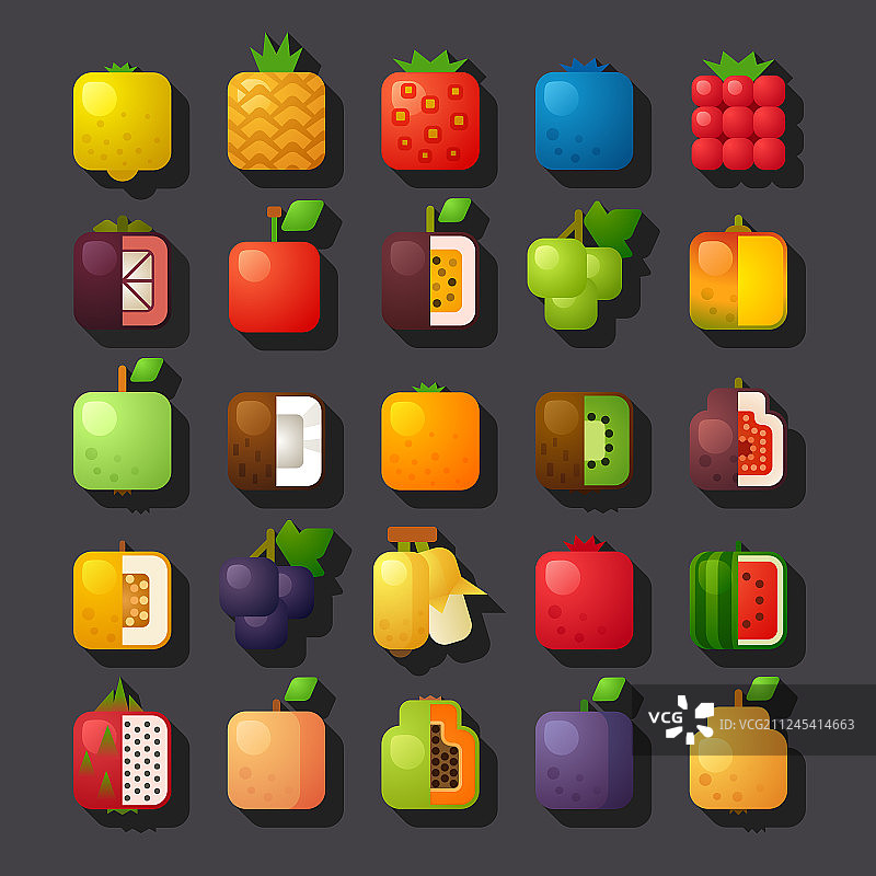 方形水果图标合集图片素材