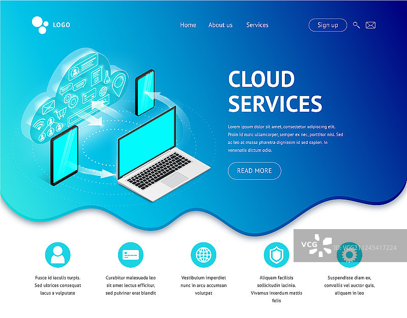 2.5D云服务落地设备图片素材