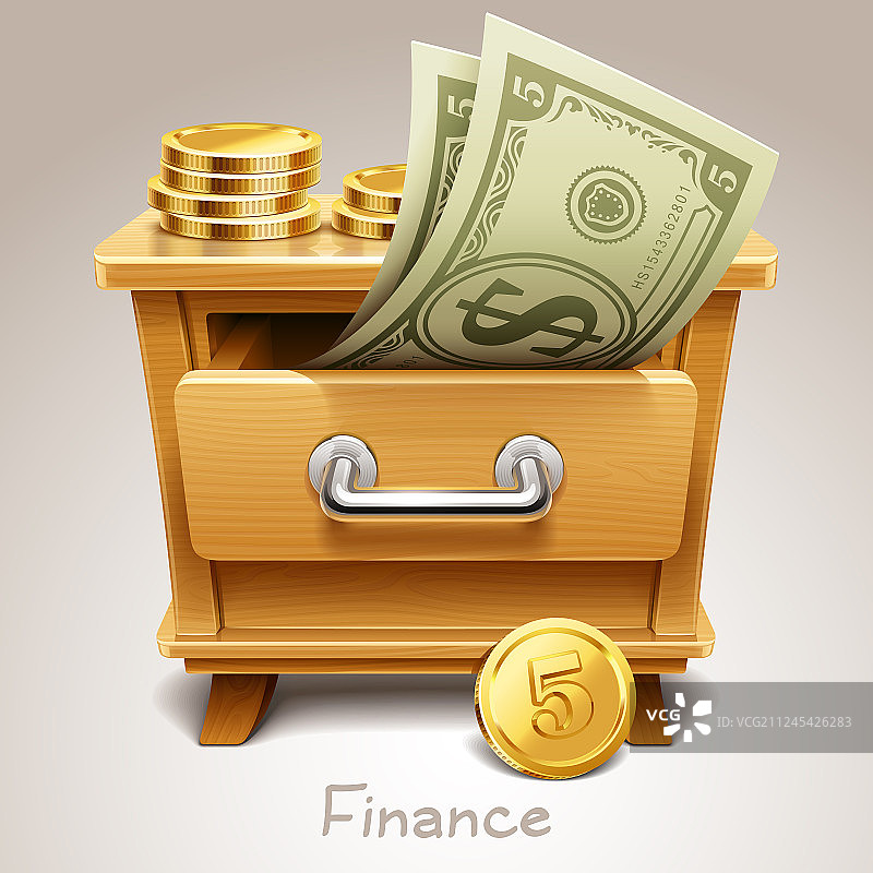 财务图标木制抽屉图片素材