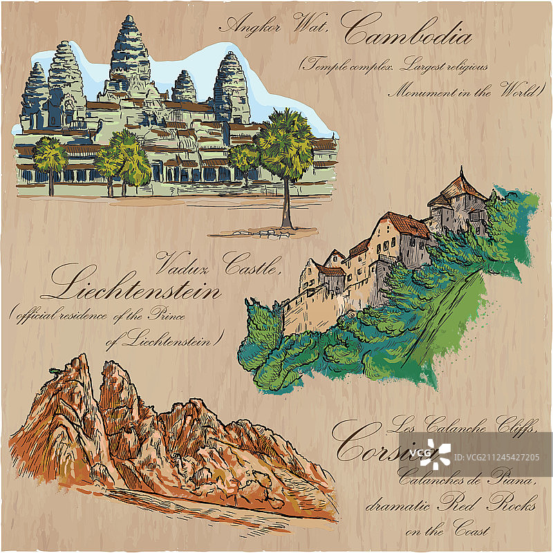 手绘建筑素材包图片素材