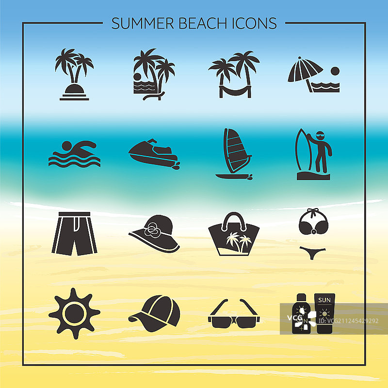 夏季海滩旅游度假图标图片素材