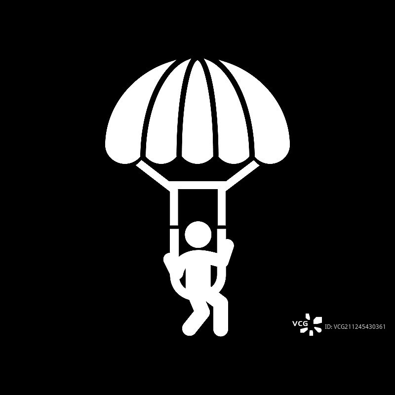 滑翔伞跳伞图标，简约扁平风格图片素材