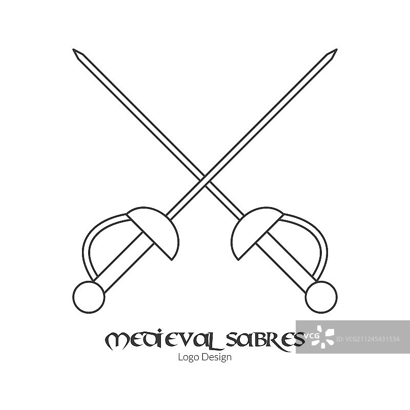 带有轮廓图标的中世纪Logo标志模板图片素材