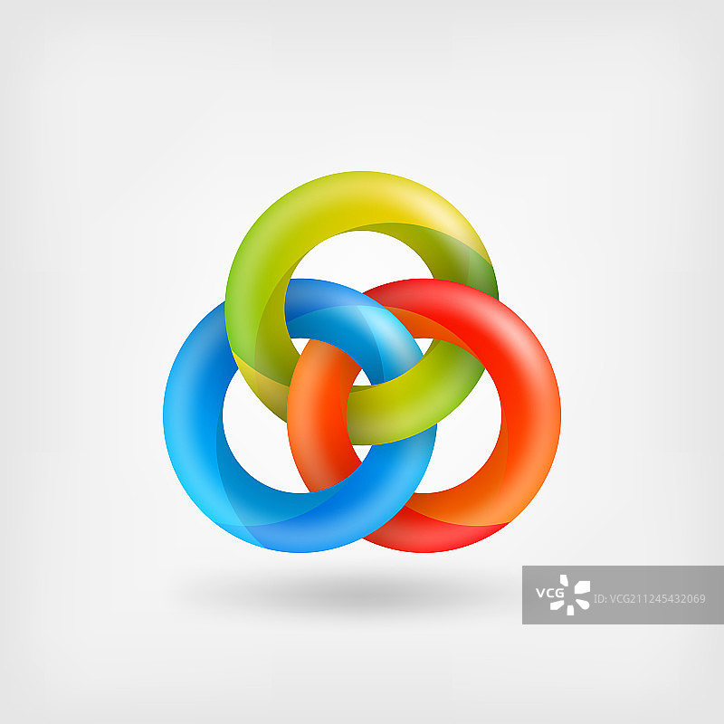 三个抽象的互锁环图片素材