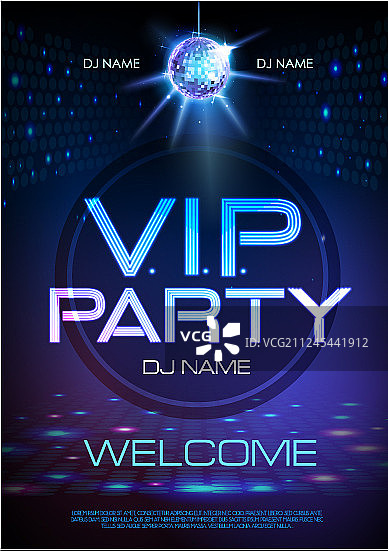 VIP派对迪斯科海报霓虹灯标志图片素材