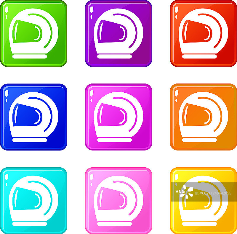 赛车头盔图标9色合集图片素材