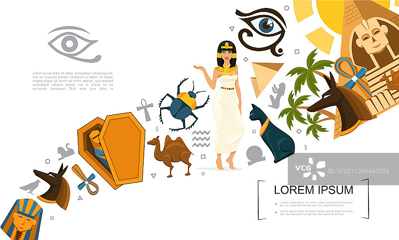 扁平埃及符号概念图片素材