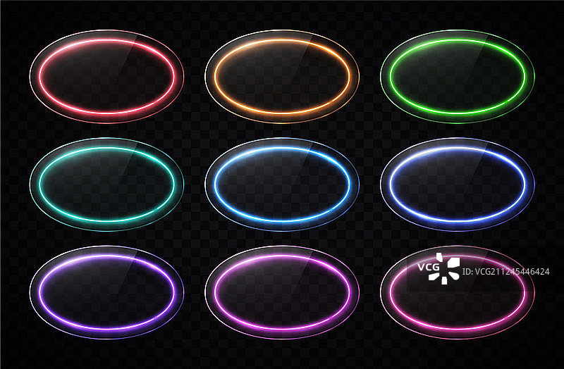 椭圆形霓虹灯banner，彩色LED灯图片素材