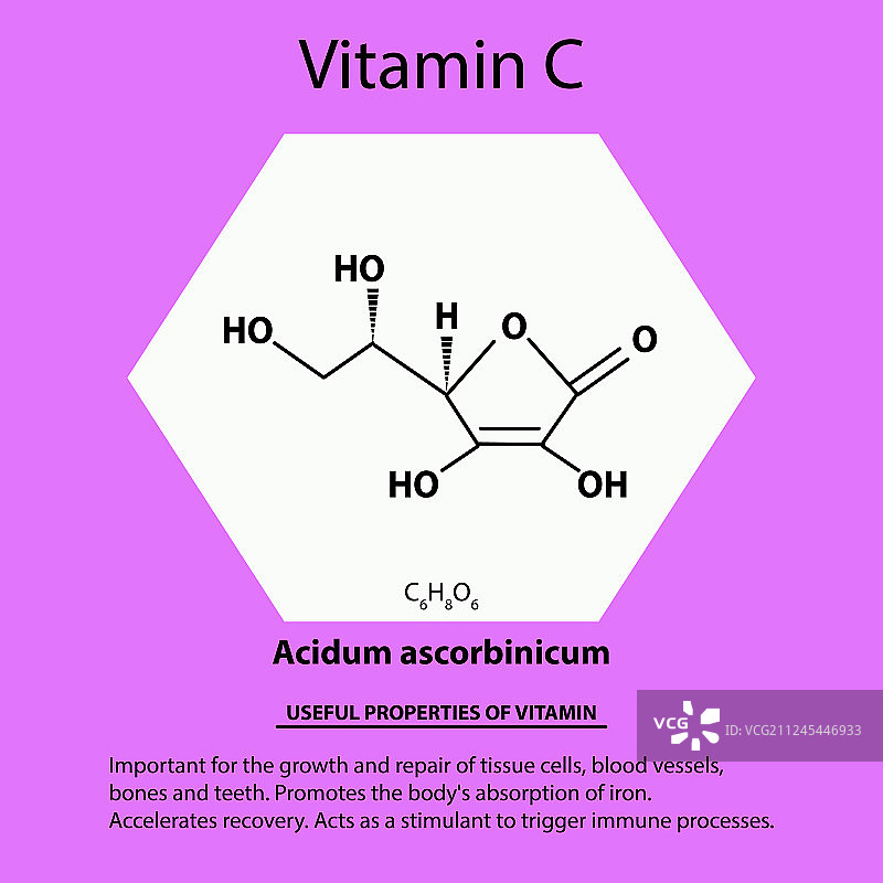 维生素C抗坏血酸分子化学图片素材