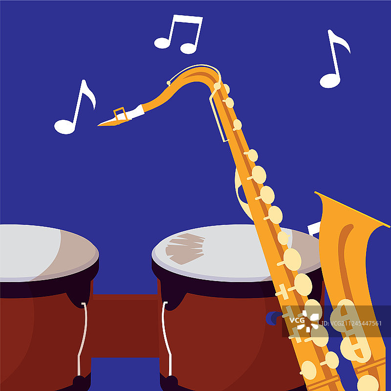 萨克斯管和定音鼓乐器图片素材