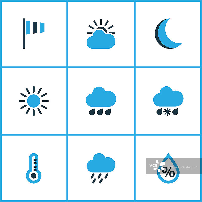 气象彩色图标风力集合图片素材