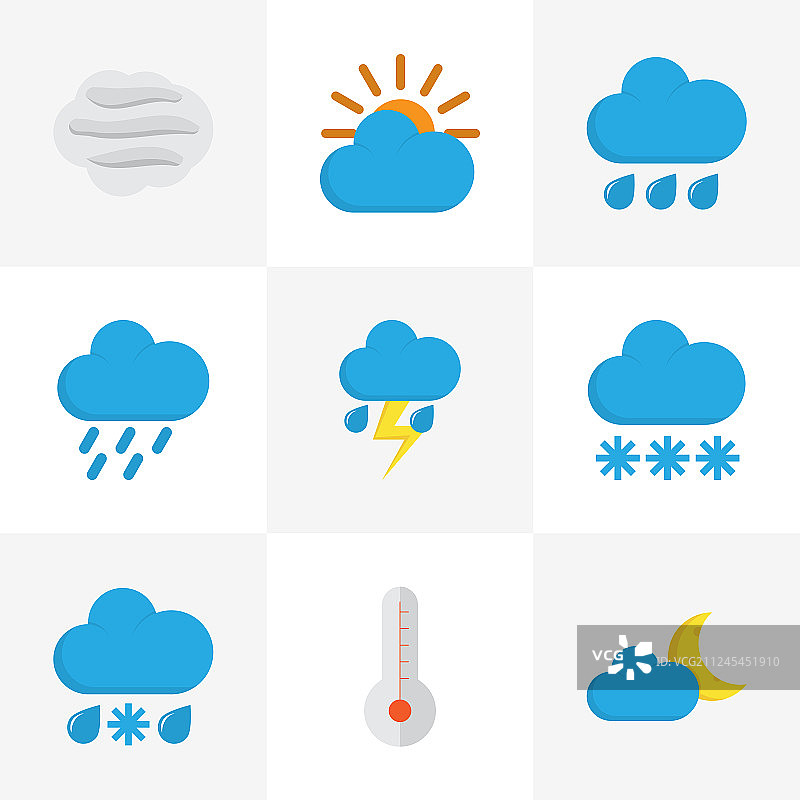 气象扁平图标雨水合集图片素材