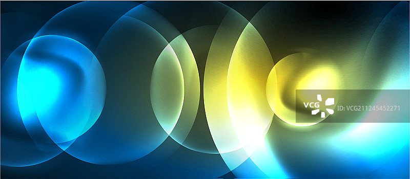 蓝色霓虹灯气泡和圆形抽象背景图片素材