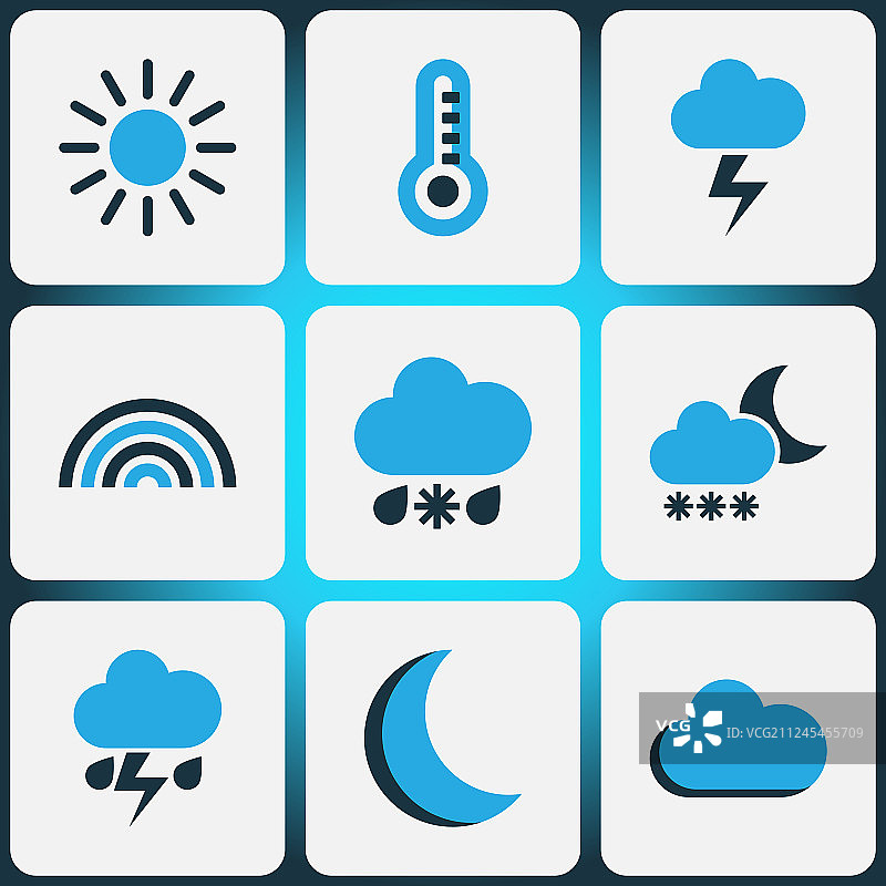 雾气候彩色图标合集图片素材