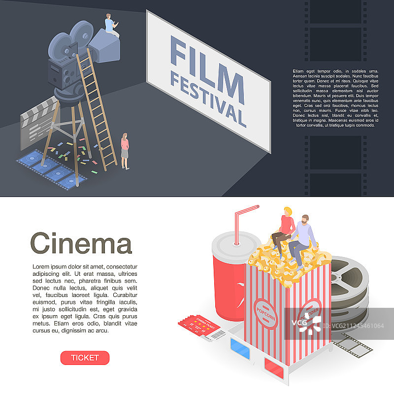 电影节banner等距风格图片素材