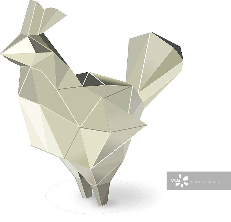 多边形银色公鸡低多边形动物形象图片素材